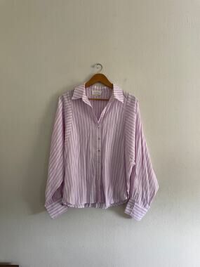 In February Striped Button Down Shirt size L